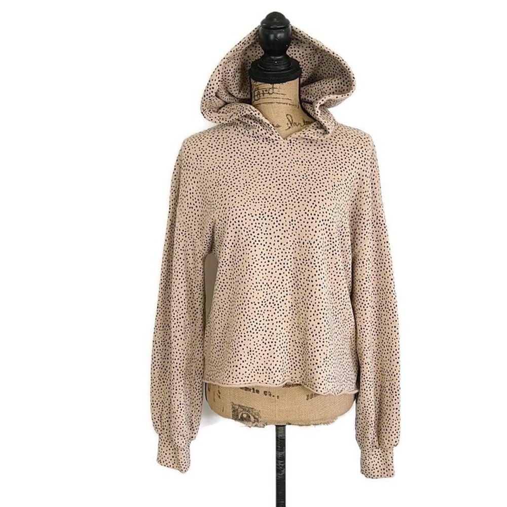 Abercrombie & Fitch Soft A&F Hooded Sweatshirt Beige Speckled Lounge Puff Slv S